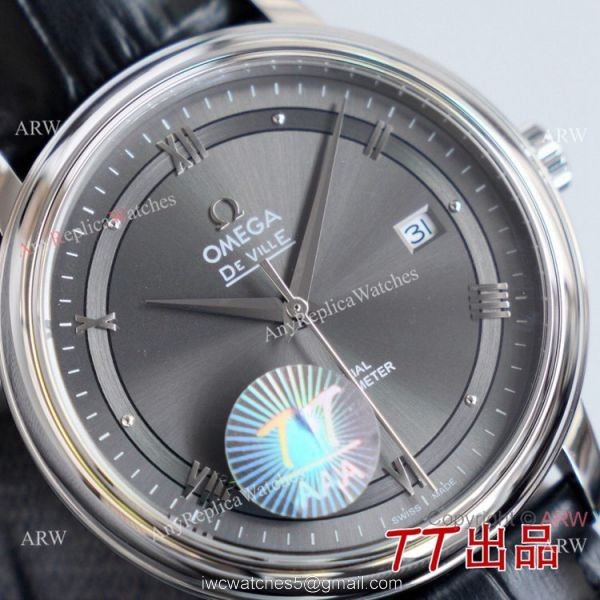 Swiss Quality Omega DeVille Co-Axial SS Rhodium Grey Dial Watch 8215 Movement 4