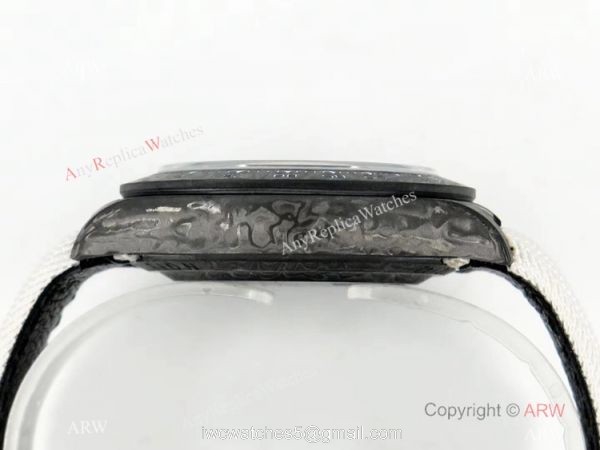 Super Clone Rolex Daytona Diw Carbon Swiss 4130 Noob Factory Panda Dial on White Nylon Strap 4