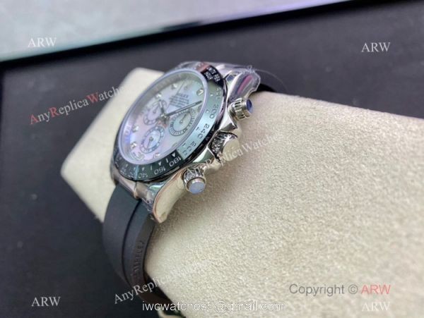 Swiss Grade Rolex Daytona A7750 Watch White MOP Dial Oysterflex Rubber 4