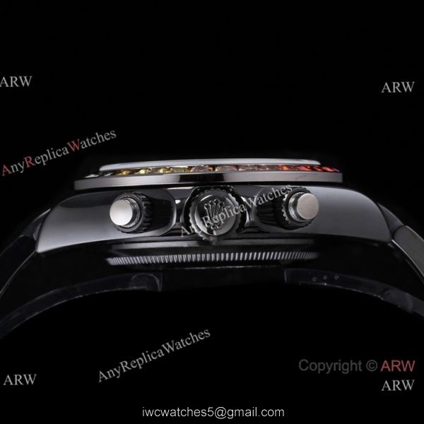 2021 New! Swiss Replica Rolex Daytona Blaken Rainbow 7750 Watch 40mm Black Venom Rose Gold Subdials 4