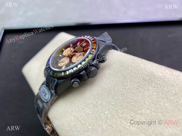 (2022 New) IPK Factory Rolex Daytona Blaken DLC Coated White Black Dial Watch Swiss 7750 Movement 4