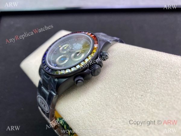 (2022 New) IPK Factory Rolex Blaken Daytona Rainbow DLC Coated Watch 40mm 4