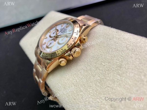 Highest Quality Rolex Daytona 7750 Chrono 904L Rose Gold White Watch 40mm 4