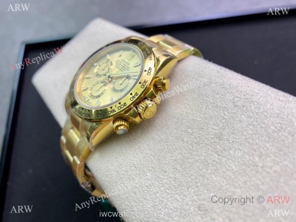 Swiss Replica Rolex Daytona 904L All Gold Champagne Dial Watch with 7750 4