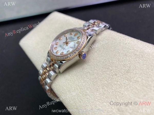 Swiss Copy Rolex Datejust 2-Tone Rose Gold Mop Dial Diamond watch 31mm Mid-size 4
