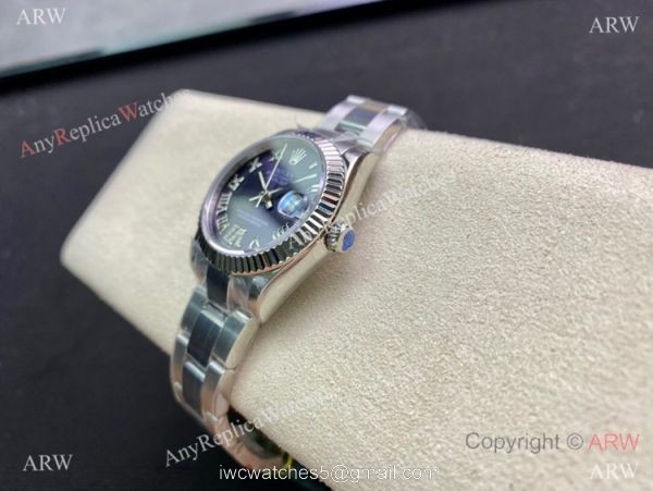 Swiss Copy Rolex Oyster Datejust 31mm Purple Roman Dial watch with VI Diamond 4