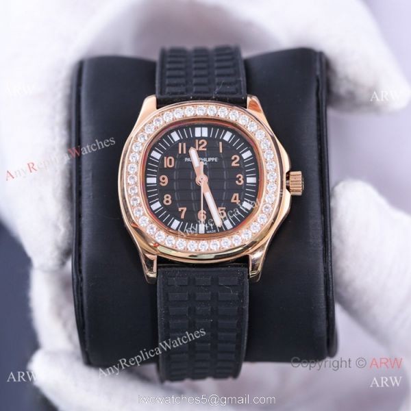 Best Replica Patek Philippe Aquanaut Lady Watches Diamond Bezel Chocolate Dial 4