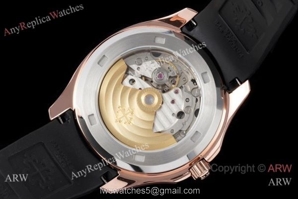 Swiss Quality Copy Patek Philippe Aquanaut Rose Gold Black Dial Citizen 8215 Watch 4