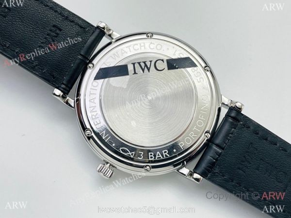 Swiss Replica IWC Portofino Moon watch IWS Factory Cal 35800 Watch Black Leather Strap 4