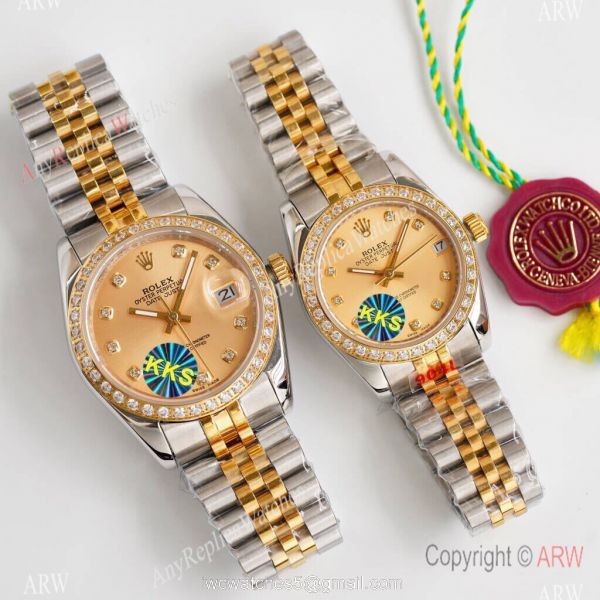 Replica Rolex Datejust Two Tone Diamond Watch Citizen 8215 Movement 4