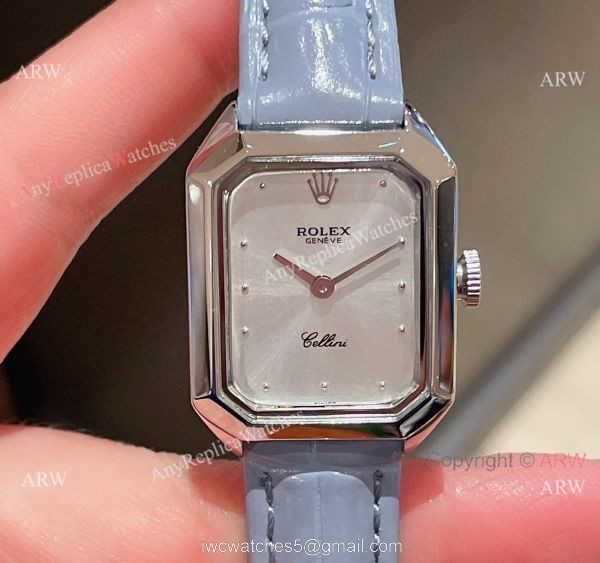 Replica Rolex Cellini Stainless Steel Case Gray Dial 24mm Lady Watch 4