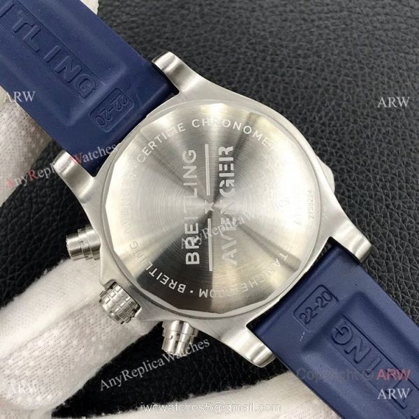 Grade AAA Clone Breitling Avenger Chronograph 43 A7750 Watch Blue Rubber Band 4
