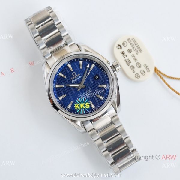 Swiss Quality Omega Aqua Terra 150m Citizen 8215 Watch Silver Wave Dial 4