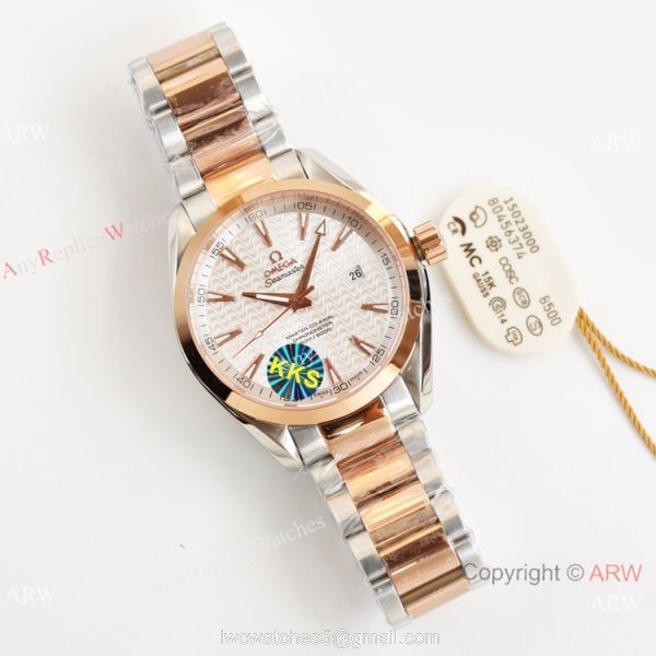 Swiss Quality Omega Aqua Terra 150m Citizen 8215 Rose Gold Leather Strap Watches 41.5mm 4