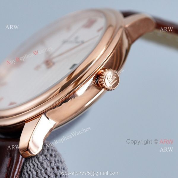 Copy Blancpain Villeret Rose Gold Case Watch With Roman Markers Brown Leather Strap 4