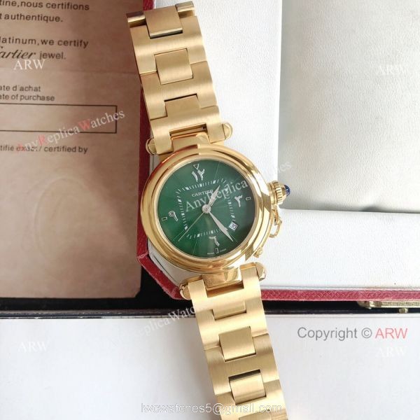 2022 New Copy Cartier Pasha Middle East Limited Edition All Gold Olive Green Dial Watch 4
