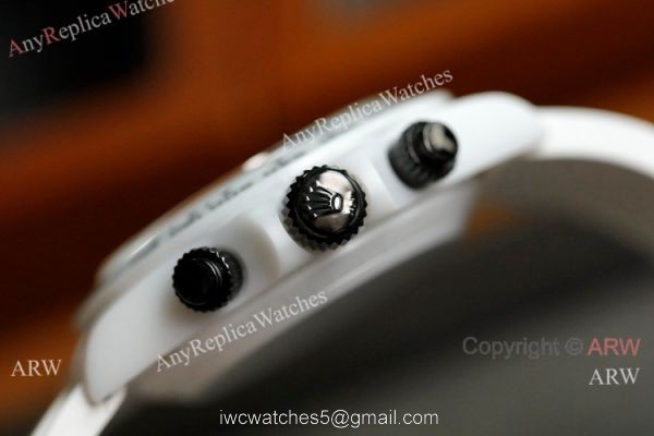 New! Swiss Replica Rolex Daytona AET Modified White Ceramic Black Crown watch A7750 Movement 4