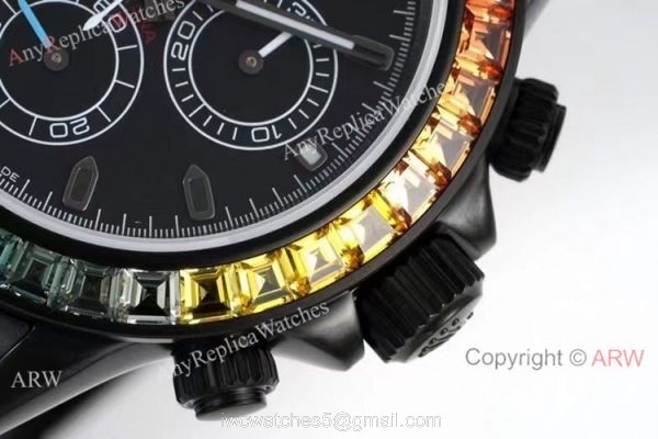 NEW! Noob Factory 4130 Rolex Daytona Blaken &8216;Black Venom Rainbow Bezel Watch 40mm 4
