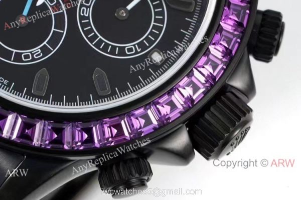 NEW! Noob Factory 4130 Rolex Daytona Blaken &8216;Black Venom 40 Watch Pink Diamond DLC Case 4