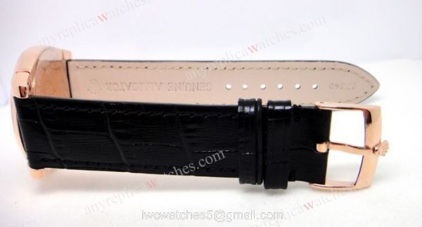 Rolex Cellini Rose Gold Black Diamond Markers Black Leather Japan Grade 4