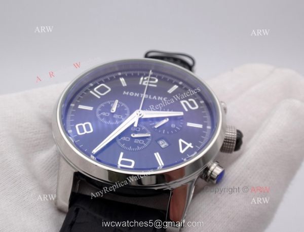 Montblanc Timewalker Chrono Black Leather strap Watch Mont Blanc Knock off Watch 4