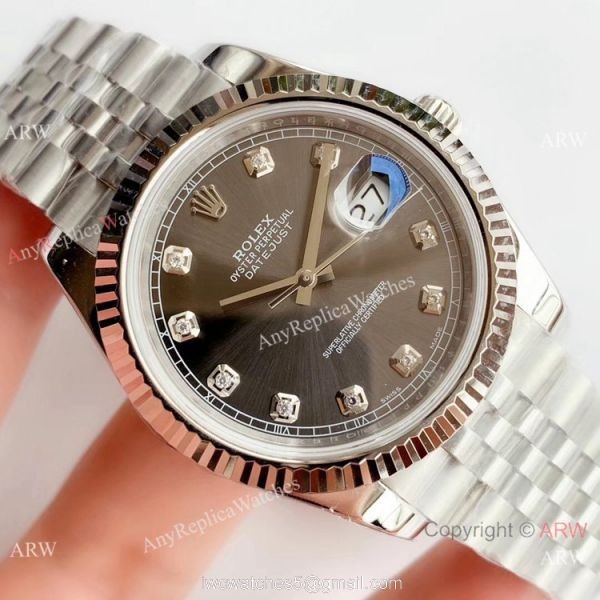 NEW Upgraded Replica Rolex Datejust II 41mm SS Grey Dial w/ Diamond Watch V3 Version 4