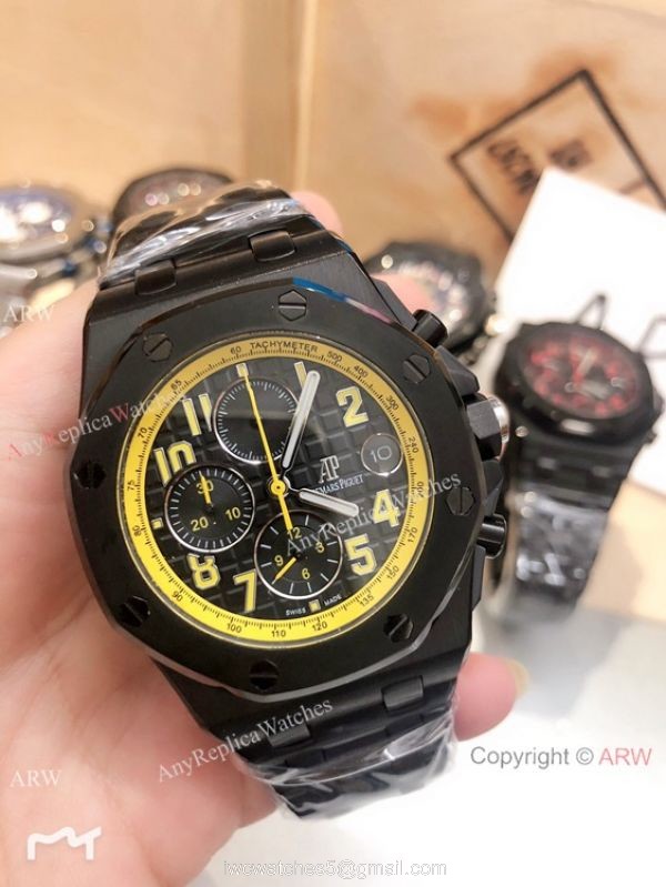 Solid Black Audemars Piguet Royal Oak Offshore Replica Watches Chronograph Dial 42mm 4