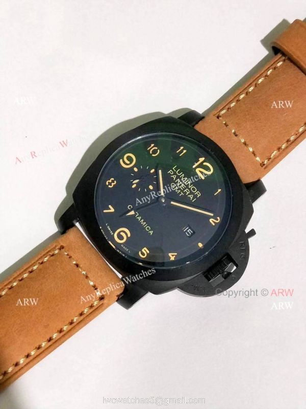 Copy Panerai Luminor GMT PAM0441 Watch Black Steel 44mm 4