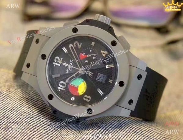 Replica Hublot Big Bang Chrono 45mm Watch Black Rubber Strap 4