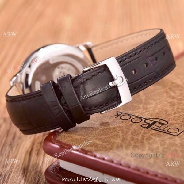 Fake Omega De Ville Chronograph Watches SS Brown Leather Strap 4