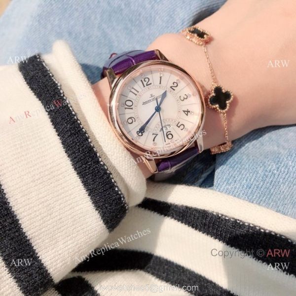 New Copy Jaeger-LeCoultre Rendez Vous 33mm Watch Rose Gold Purple Band 4