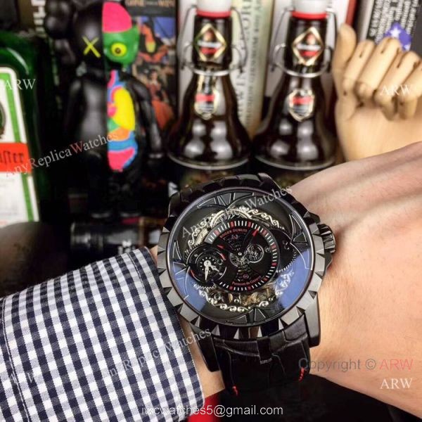 Copy Roger Dubuis Excalibur Quatuor Watches SS Blue Dial 4