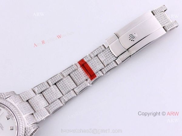 New Rolex Datejust ii 41mm Silver Dial Iced Out Rolex Diamond Watch Replica 4