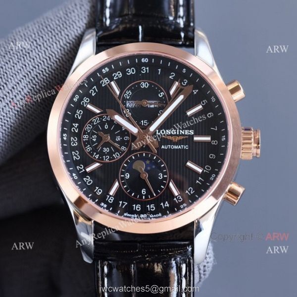 Replica Longines Master Collection Moonphase Brown Leather Strap 40MM Watch 4