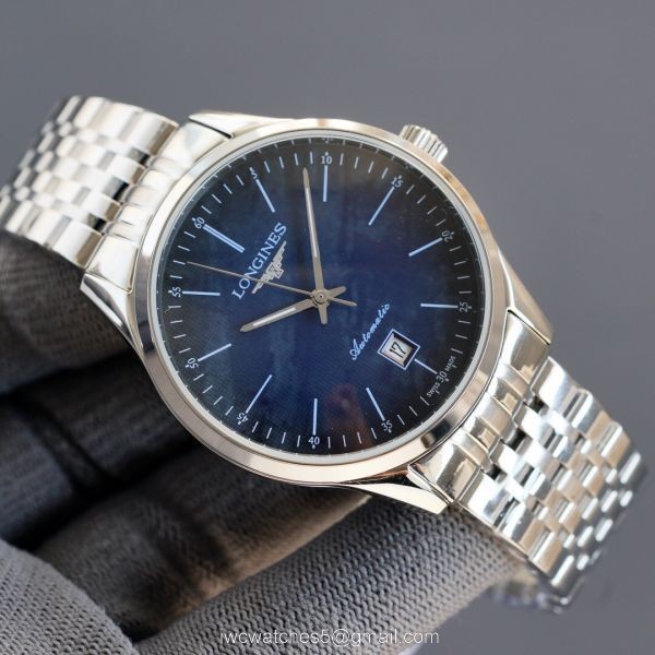 Replica Longines Elegant 316L SS Strap Blue Meteorite Texture Dial Watch 8215 Movement 4