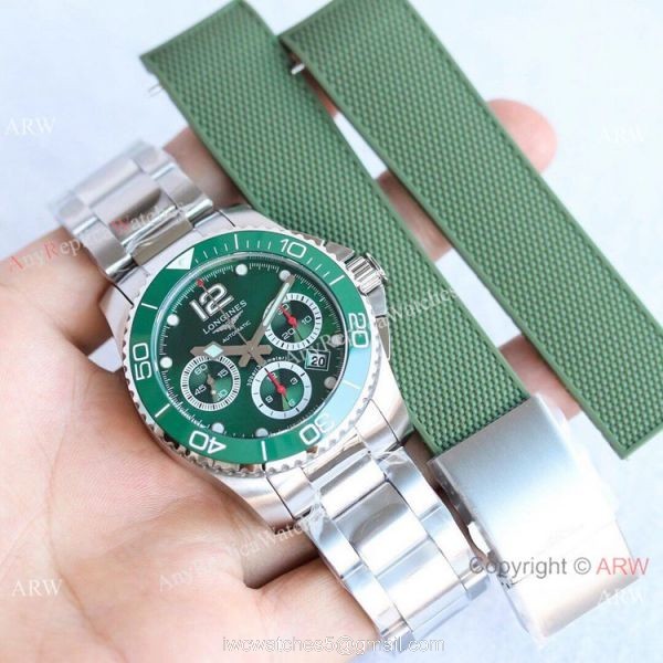 Swiss Replica Longines Hydroconquest 7750 Chronograph TWF Olive Green Watch 41mm 4