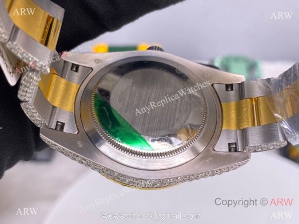 Iced Out Two Tone Rolex Datejust II Replica Watch 2836 Movement Roman Markers 41mm 4