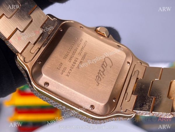 BV Factory Cartier Santos de Watch Iced Out Rose Gold Case 4