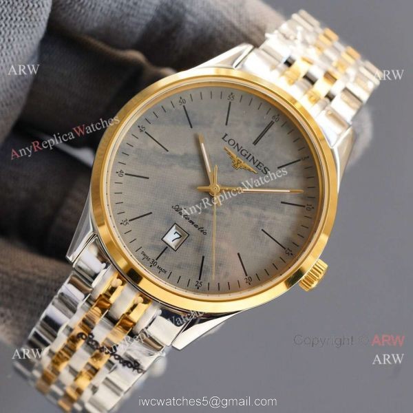 Replica Longines Elegant 2-Tone Steel Strap Rose Gold Bezel 8215 Movement Watch 4