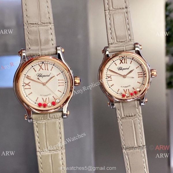 Clone Chopard Happy Sport Couple Watches Quartz 2-Tone Rose Gold 4
