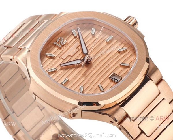 Swiss Cal.324 SC Patek Philippe Lady-Nautilus Copy Watches Rose Gold Dial 4