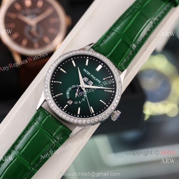 Swiss Quality Copy Patek Philippe Annual Calendar Calatrava Citizen Watch Blue Moon Dial 4