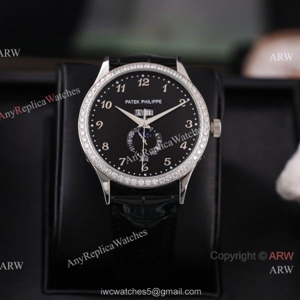 Swiss Quality Patek Philippe Calatrava Annual Calendar Silver Dial Rose Gold Watches 4
