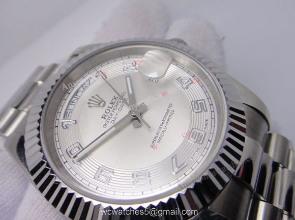 Rolex Daydate II Stainless Steel Silver Arabic Watch 41mm Rolex President Replica 5