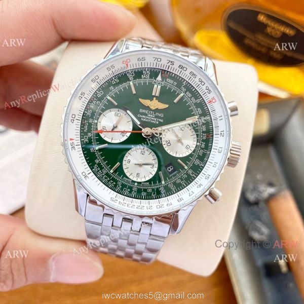 NEW! Swiss 7750 Breitling Navitimer Watch Green Dial Stainless steel 43mm 5