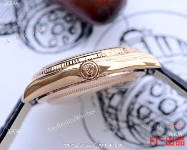 Copy Rolex Cellini Time 40mm Watch Blue Dial Blue Leather Strap 5