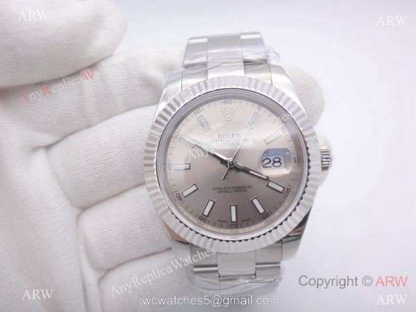 NEW UPGRADED Rolex Datejust II 41mm Replica Watch SS Oyster Silver Face AAA+ 5