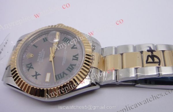 NEW UPGRADED Rolex Datejust II 2-Tone Gray Face Green Roman DJII 41mm Watch 5