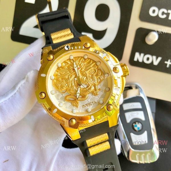 Best Replica Invicta Dragon Stainless Steel Rubber Strap Watch 5
