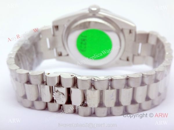 Rolex Day-Date Polished Stainless Steel White Dial Mens Replica Watch 5